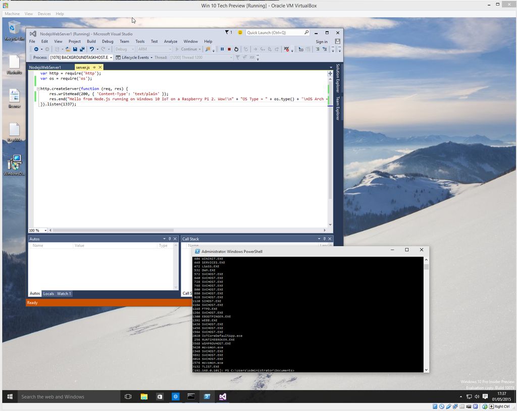 Node.js on Vis Studio